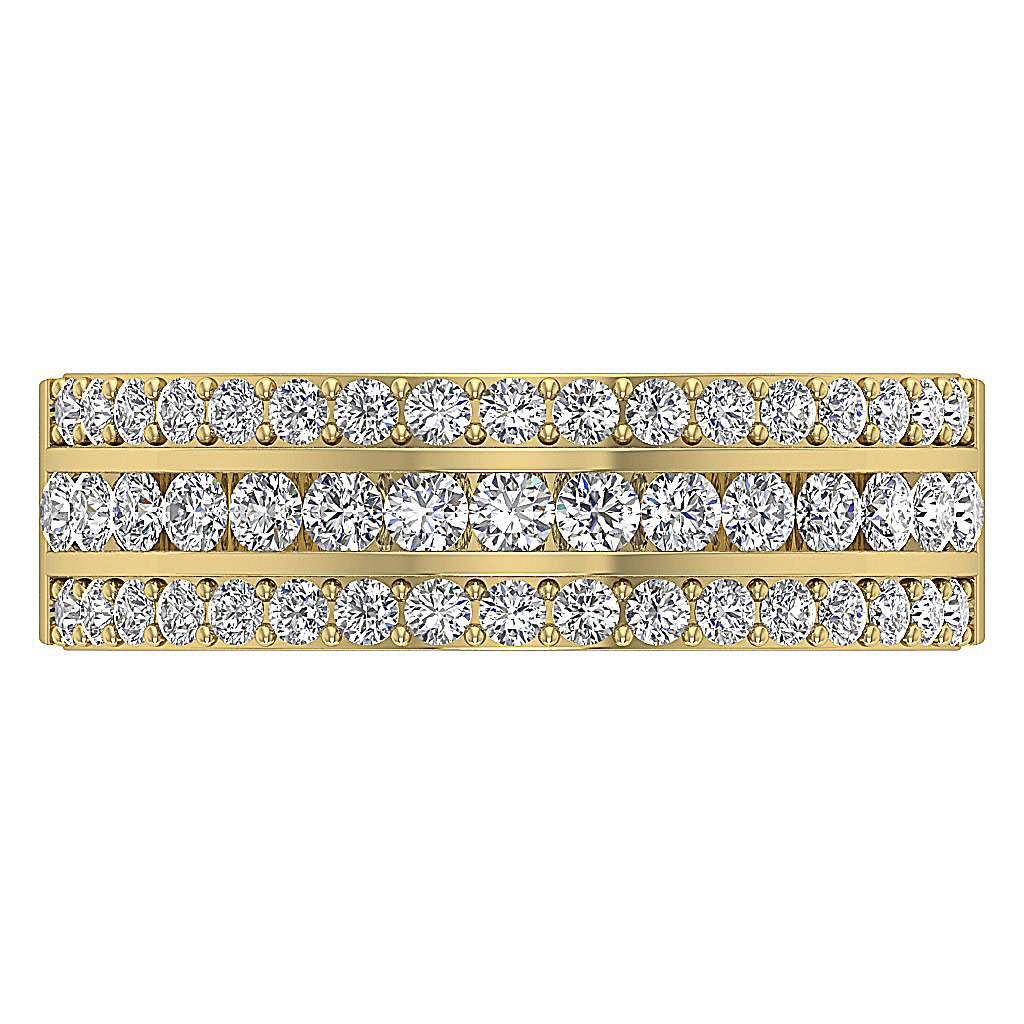 3 Row Wedding Ring I1 G 1.10 Ct Round Diamond Prong Set 14K Gold 6.30 MM