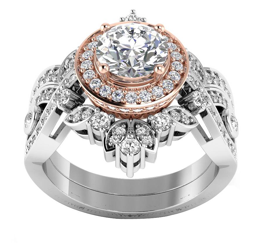 Wedding Bands For Round Halo Setting I1 G 2.00 Ct Genuine Diamond 14k Gold