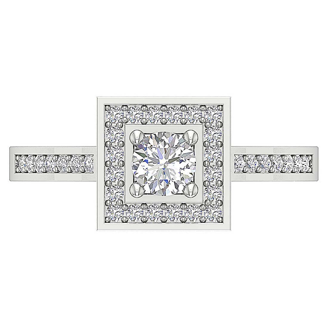 9.40 MM Square Halo Solitaire Anniversary Ring I1 G 1.20 Ct Round Diamond 14k White Gold
