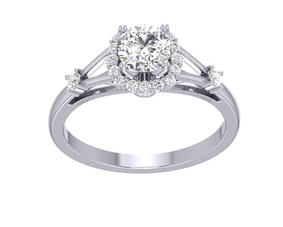 Designer Solitaire Halo Engagement Anniversary Ring SI1 G 1.00 Carat Round Cut Diamond 14K White Gold