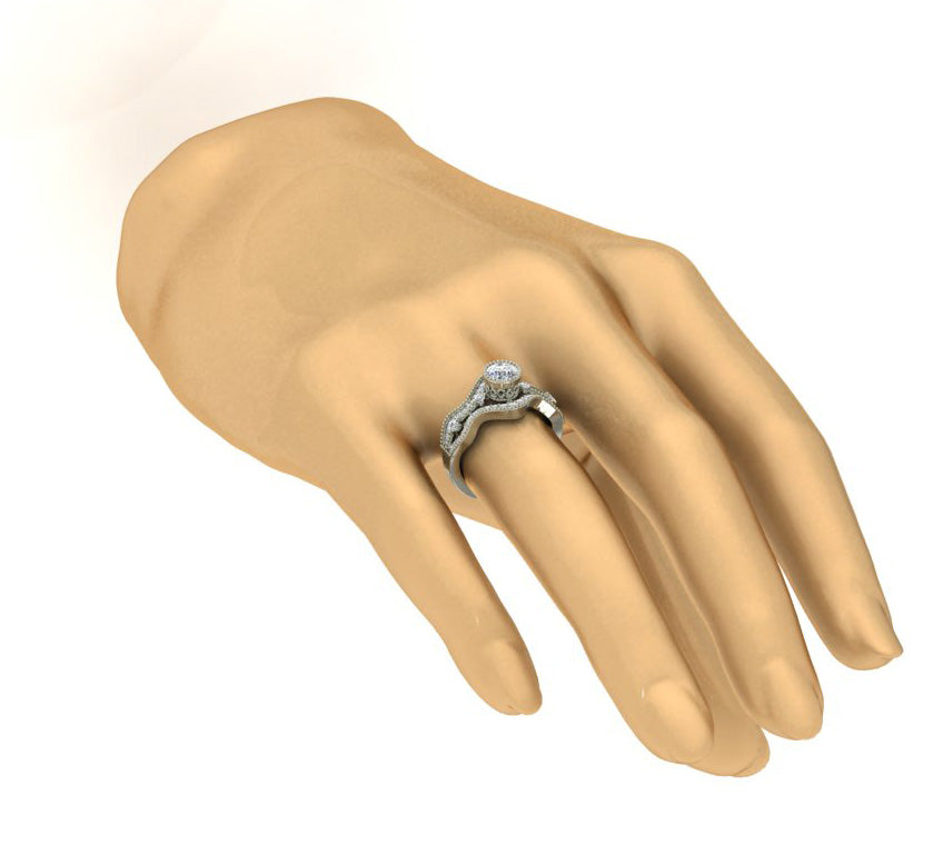 Best Wedding Band For Round Solitaire Prong Set SI1 G 1.10 Carat 14K Solid Gold