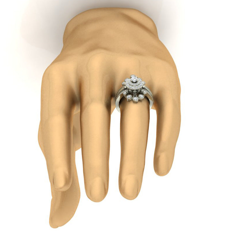 14K Gold Round Cut Diamond Solitaire Engagement Ring I1 G 1.30 Carat 23.60 MM