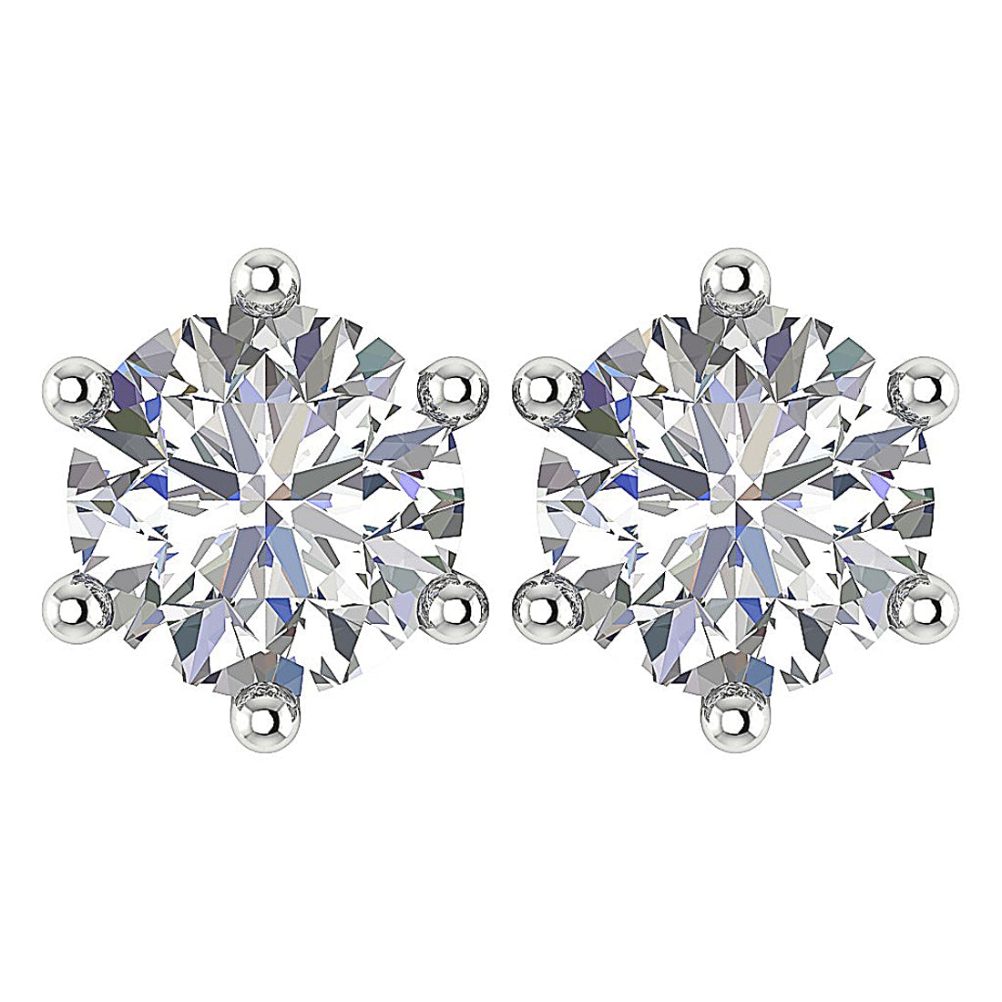 For Women Solitaire Stud Earrings VS F 3.00-4.00 Ct Genuine Lab Grown Diamond 14k Solid Gold 6 Prong Set.