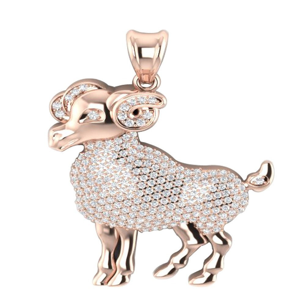 I1/SI1 G 0.85 Carat Round Diamond Aries Zodiac Sign Pendant Necklace 14K/18K Gold