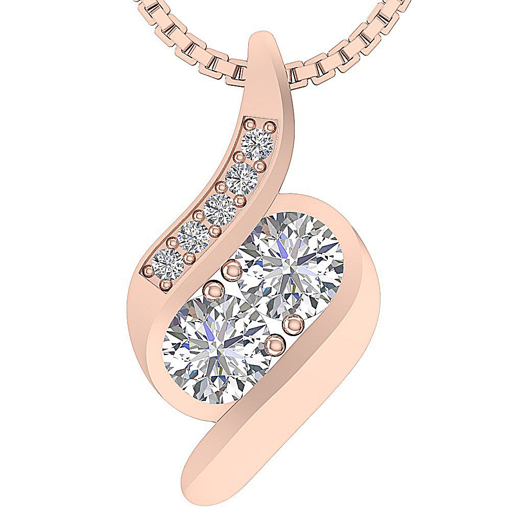 Prong Set 14k/18k White Yellow Rose Gold Natural Diamond SI1/I1 G 0.75 Carat Fashion Engagement Pendant