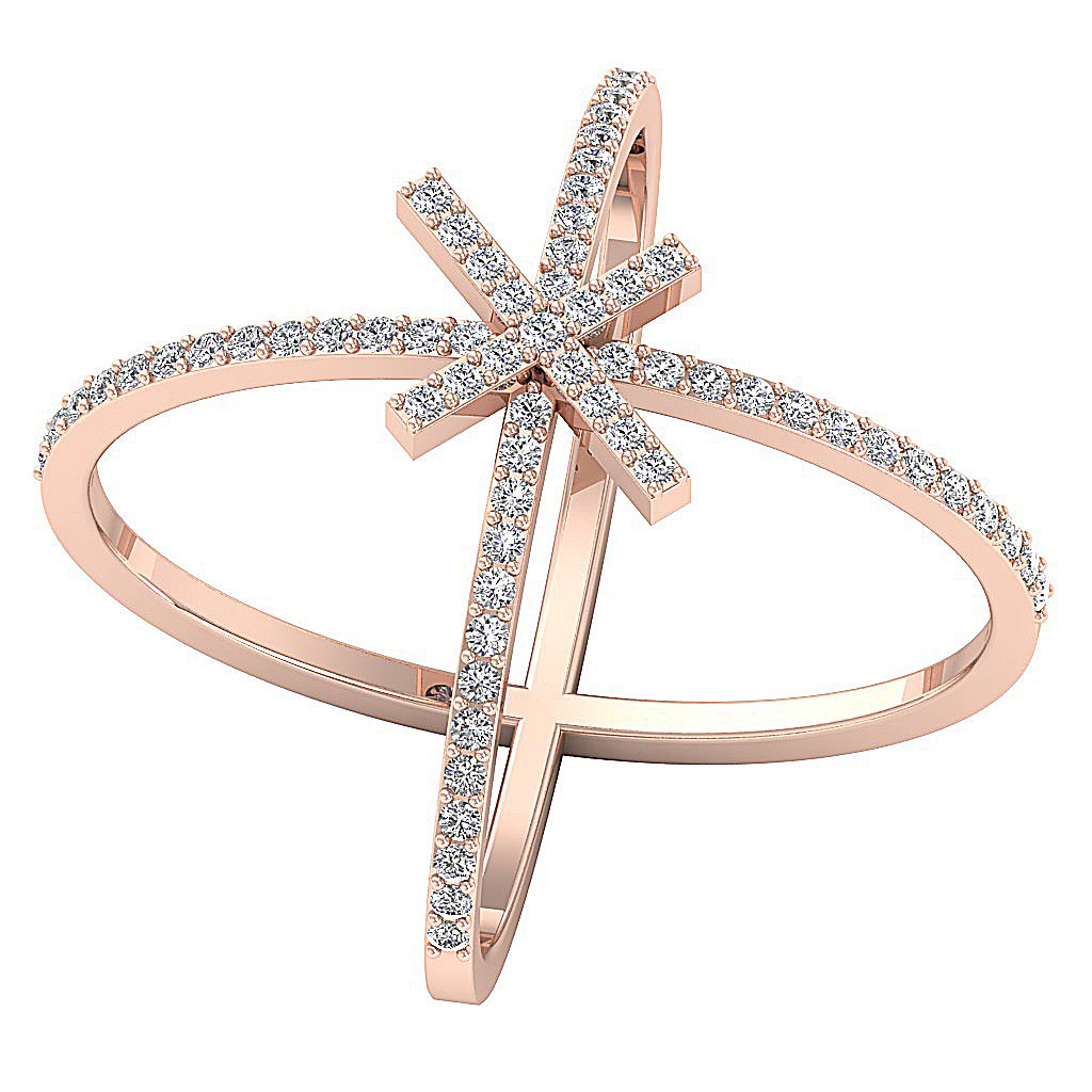 Prong Set Designer Anniversary Ring Round Diamond SI1 G 1.01 Ct 14k Yellow Gold 23.00 MM