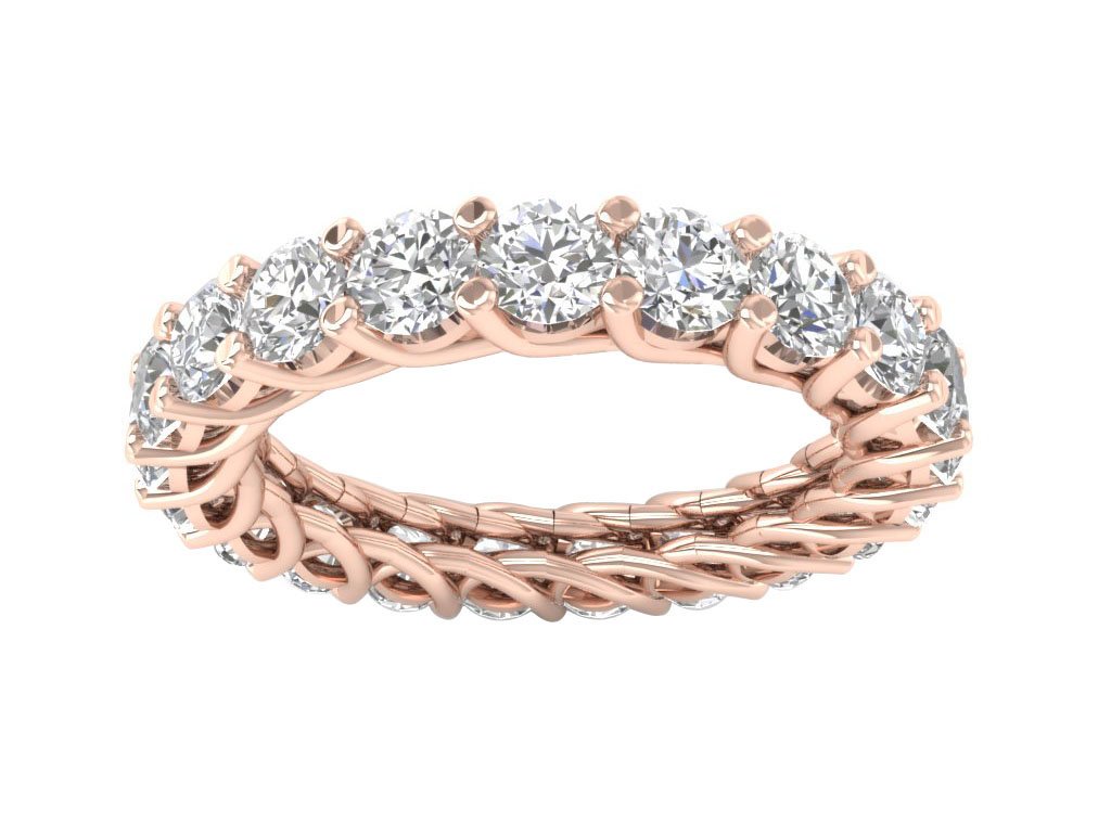 Natural Diamond Stackable Eternity Engagement Ring I1 G 3.20 Ct 14k White Gold Prong Set