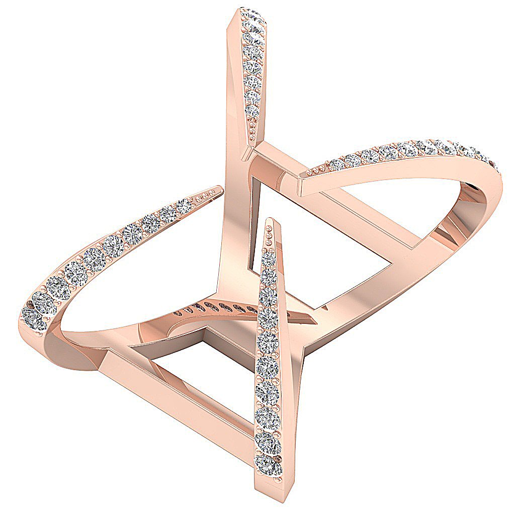 16.90 MM Designer Engagement Ring Natural Diamond I1 G 0.50 Ct 14K White Gold Prong Set