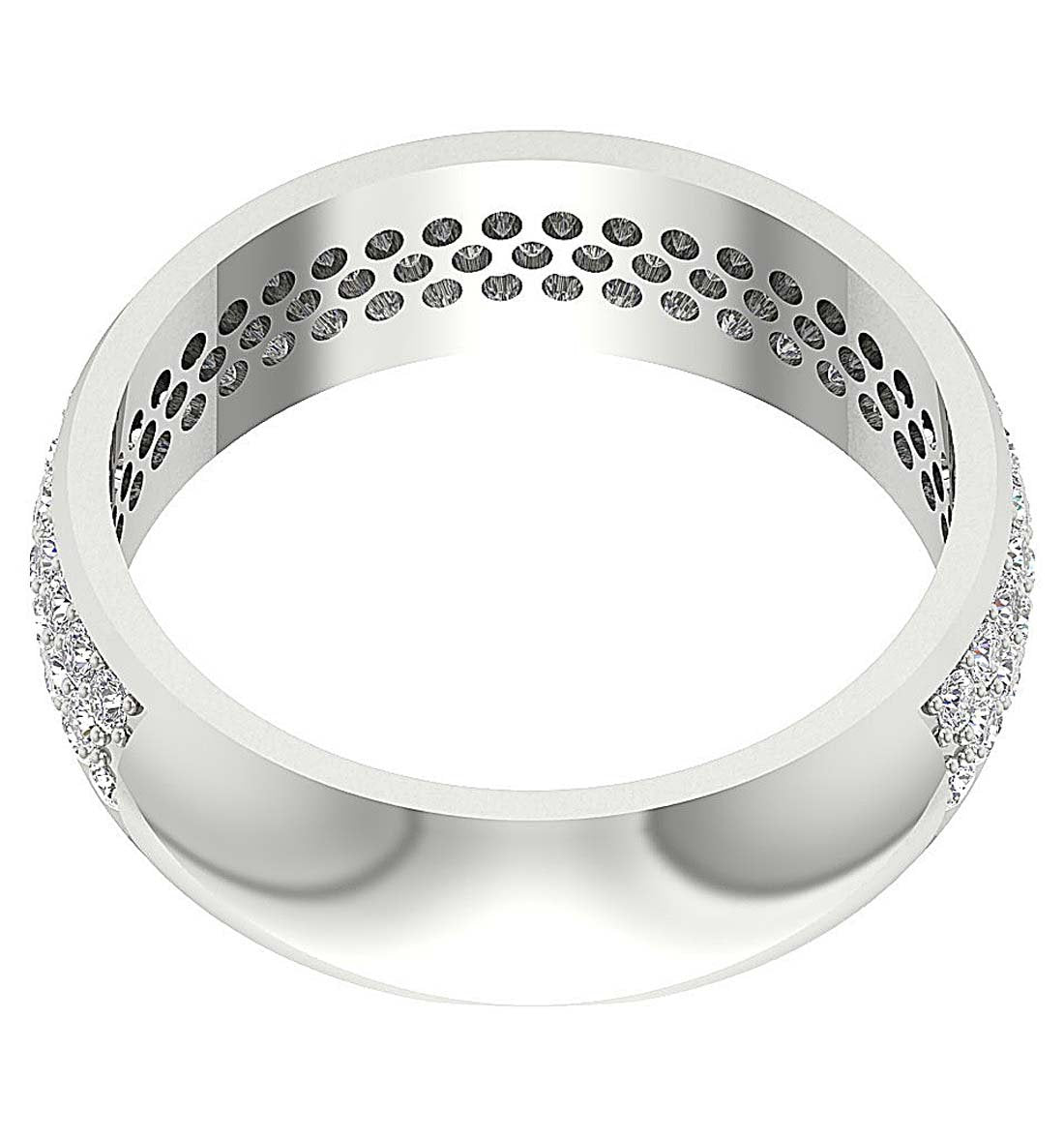 3 Row Wedding Ring I1 G 1.25 Ct Round Diamond Prong Set 14K White Yellow Rose Gold 6.10MM