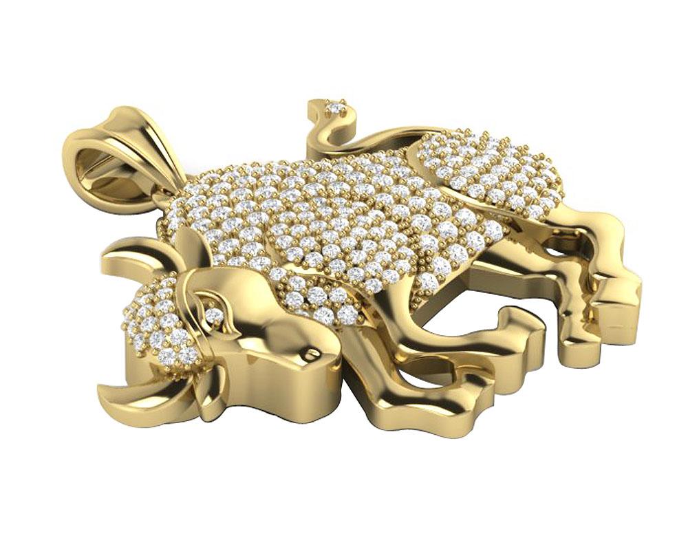 Taurus Zodiac Sign Pendant Necklace I1/SI1 G 0.75Carat Round Diamond 14K/18K Gold