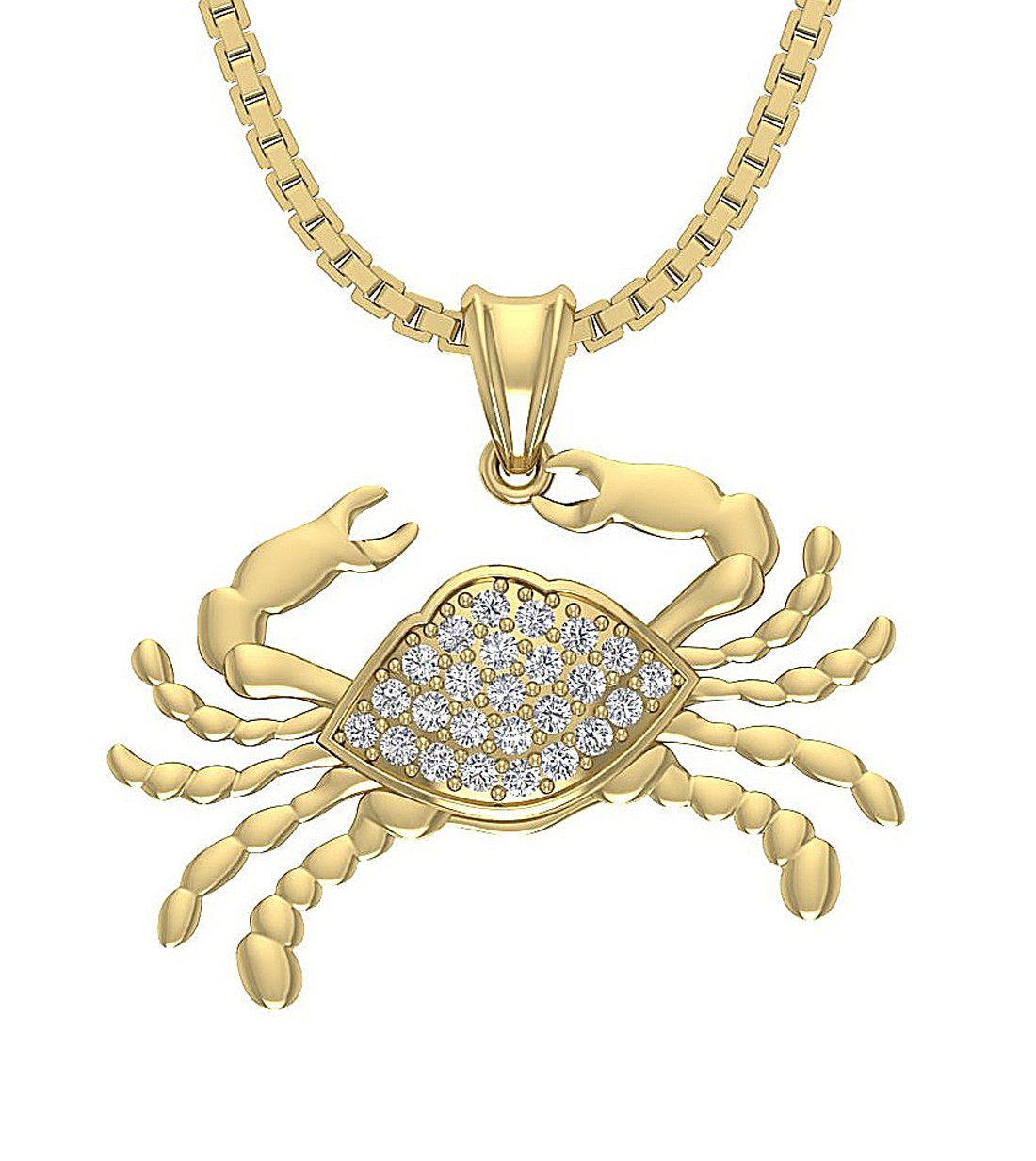 Cancer Zodiac Sign Pendant Necklace I1/SI1 G 0.30 Carat Genuine Diamond 14k/18k Solid Gold