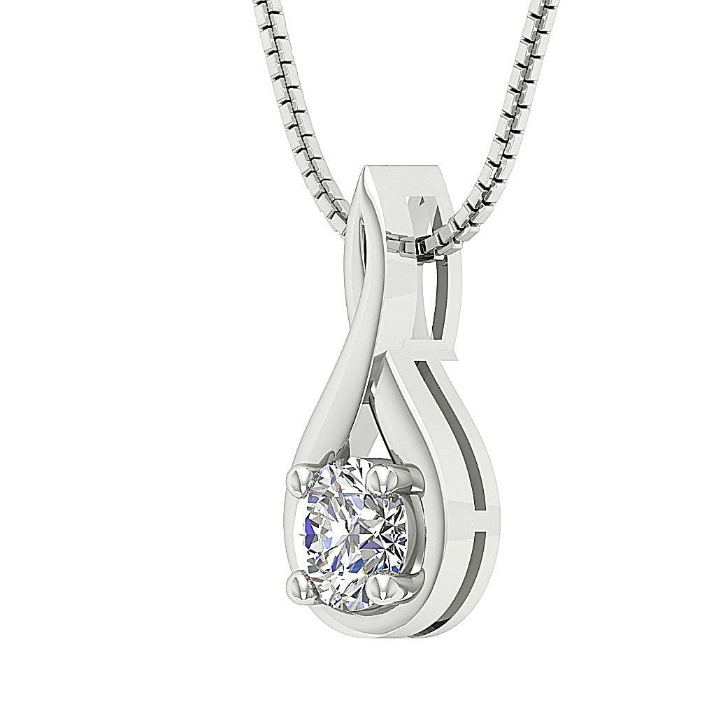 Genuine Diamonds SI1/I1 G 0.80 Ct Designer Solitaire Pendants 14k/18k Solid Gold