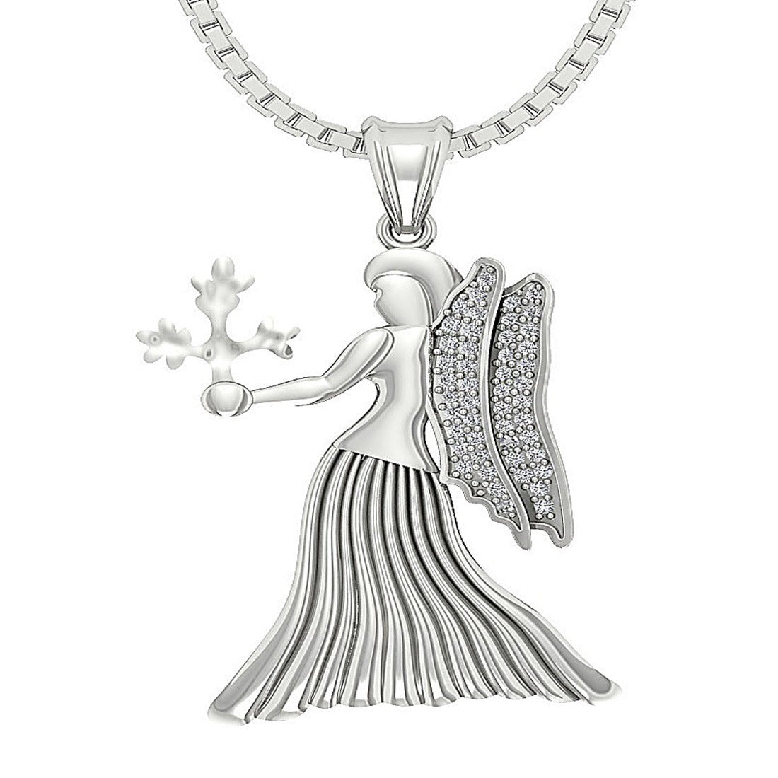 Natural Diamond Virgo Zodiac Sign Engagement Pendant I1/SI1 G 0.25 Ct 14K/18K White Gold Prong Set