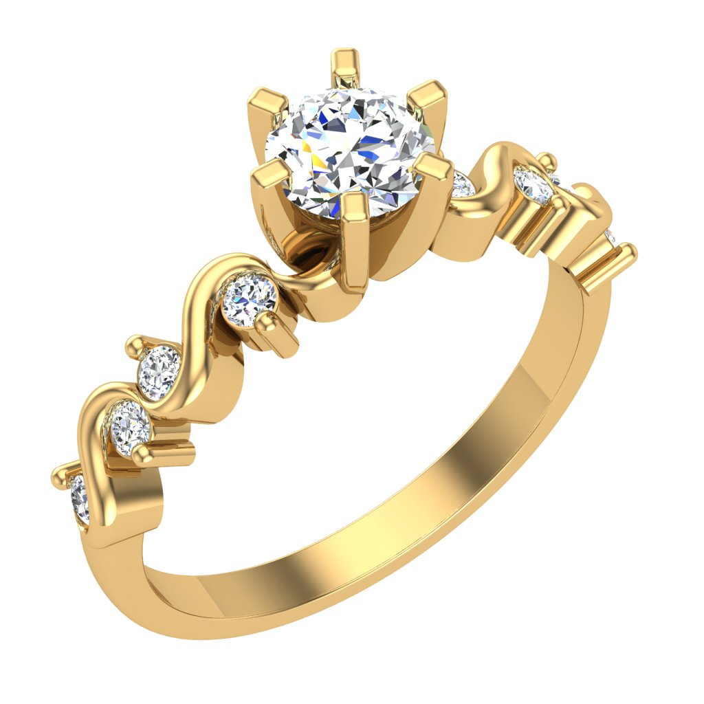 Round Cut Solitaire Diamond Engagement Ring I1 G 0.70 Carat 14K Yellow Gold