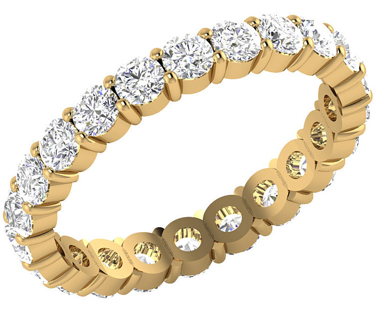 Round Cut Diamond I1 G 2.00 Carat Eternity Engagement Ring Prong Set 14k Rose Gold