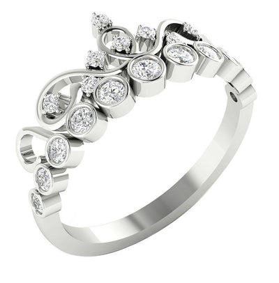 14k White Gold Anniversary Ring I1 G 0.50 Ct Round Diamond Prong Bezel Set 8.75 MM