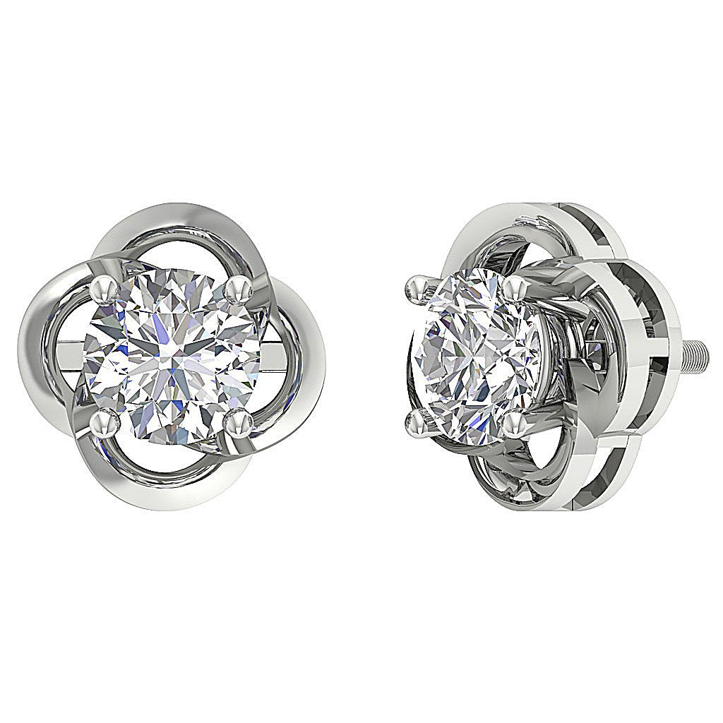 Round Diamond Solitaire Studs Anniversary Earring SI1/I1 G 1.50 Ct 18k/14k White Gold Prong Set