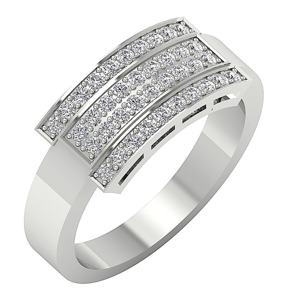 4 Row Wedding Ring I1 G 0.60 Ct Prong Set 14K White Yellow Rose Gold 8.10MM