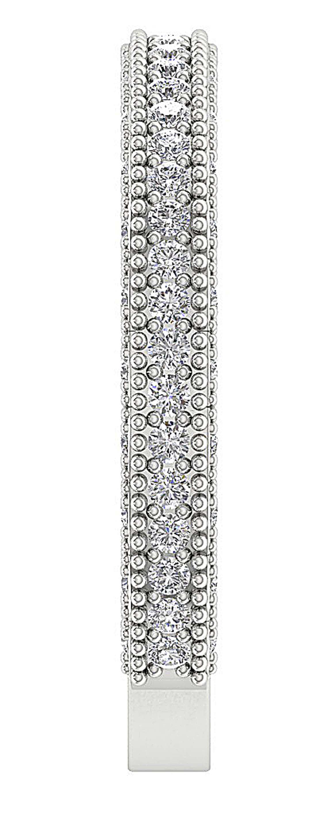 Anniversary Milgrain Round Cut Natural Diamond Ring SI1 G 0.70 Ct 2.70MM