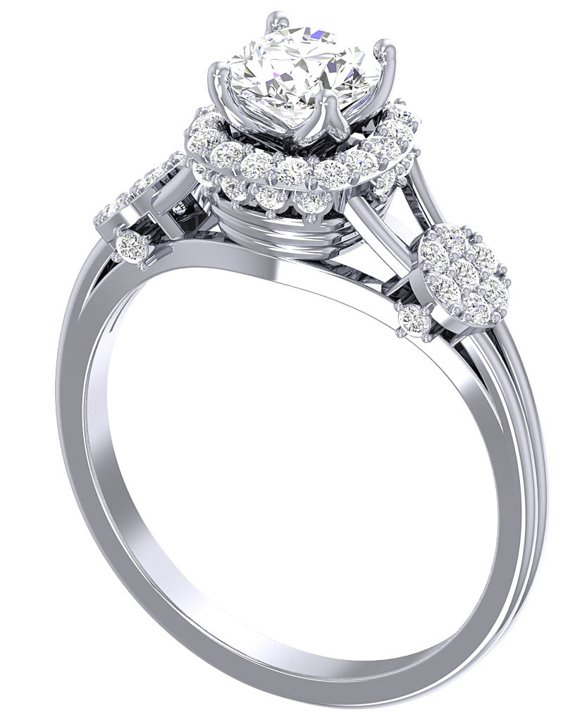 SI1 G 1.10 Carat Natural Diamond 14K White Yellow Rose Gold Designer Solitaire Cushion Halo Engagement Ring