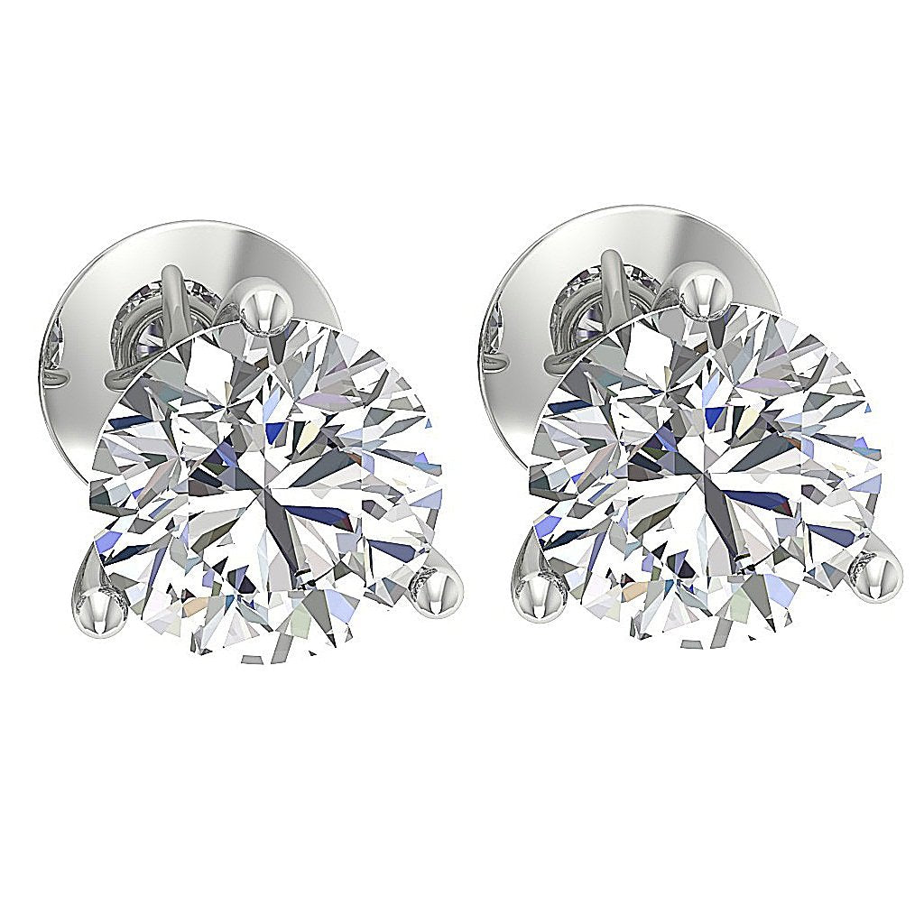 14k/18k Solid Gold I1 G 1.70 Ct Solitaire Studs Earrings Natural Round Diamonds Martini Prong Set 6.20 MM