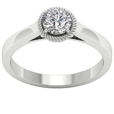 Natural Diamond Vintage Solitaire Engagement Ring SI1 G 0.85 Ct 14k White Gold Prong Set