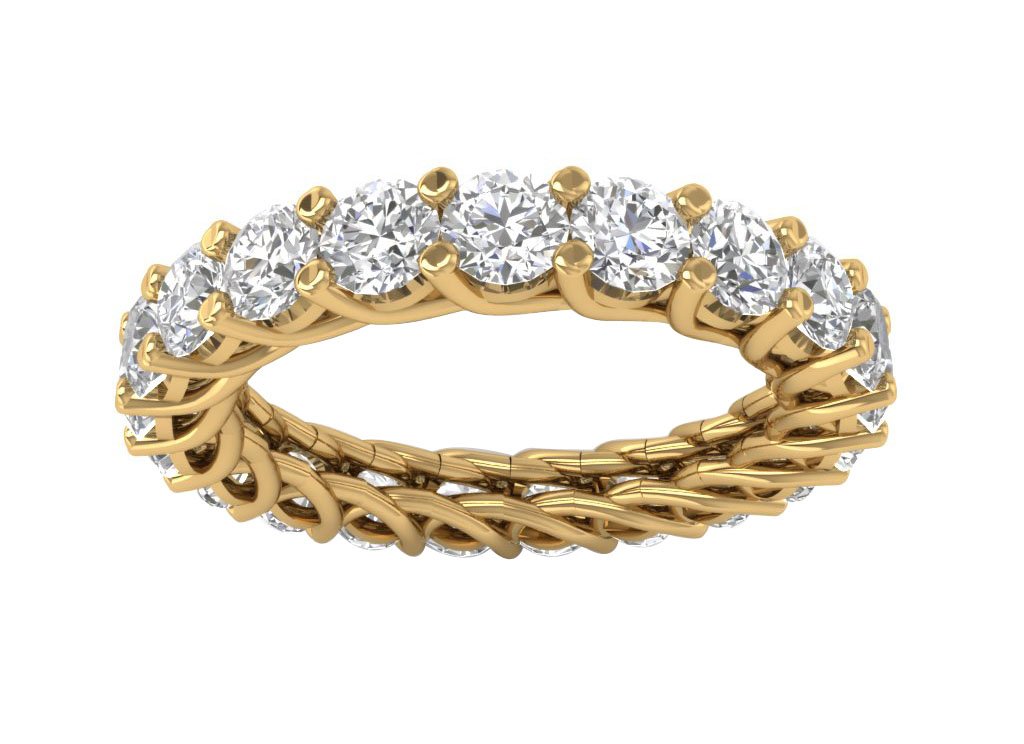 Natural Diamond Stackable Eternity Engagement Ring I1 G 3.20 Ct 14k White Gold Prong Set