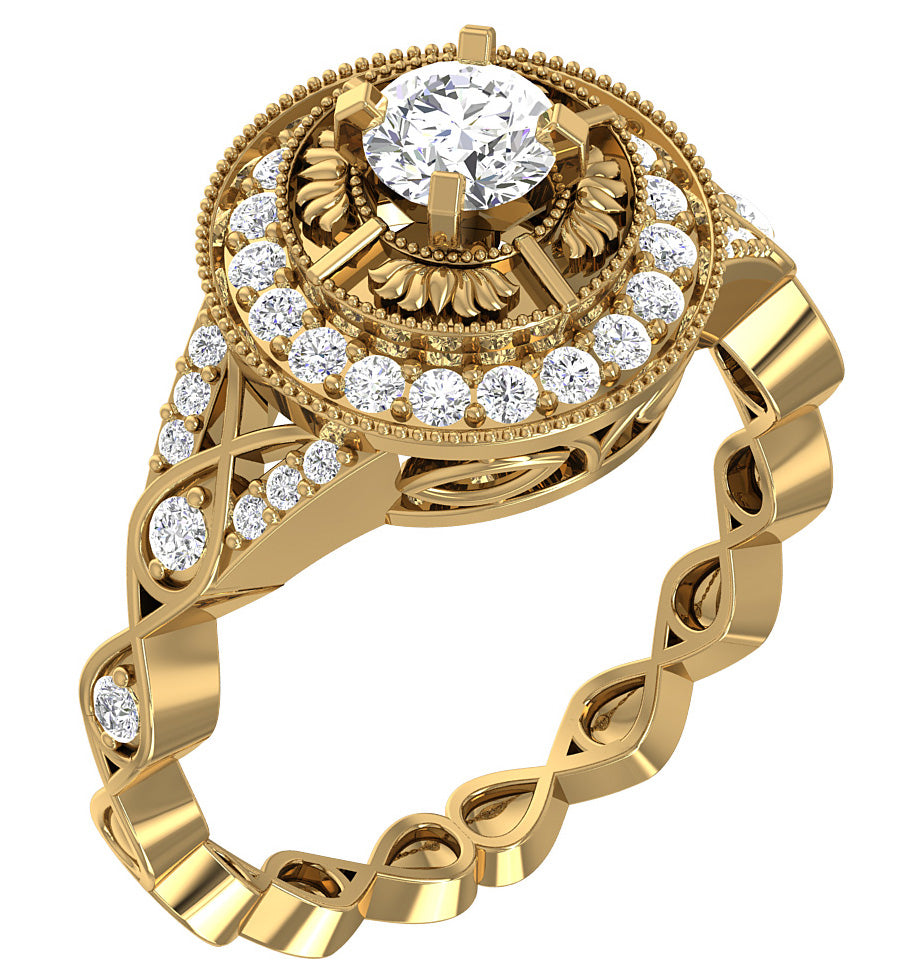 Best Engagement Wedding Band For Round Solitaire SI1 G 0.90 Carat Diamond 14K White Gold