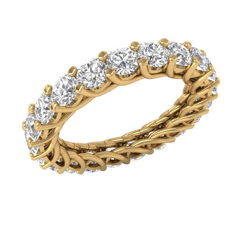 Natural Diamond Stackable Eternity Engagement Ring I1 G 3.20 Ct 14k White Gold Prong Set