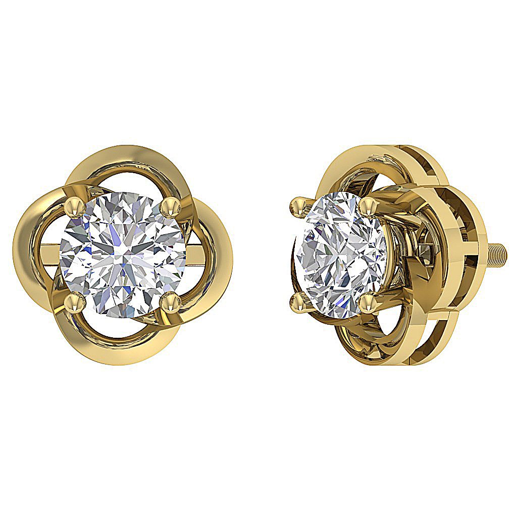 Round Diamond Solitaire Studs Anniversary Earring SI1/I1 G 1.50 Ct 18k/14k White Gold Prong Set