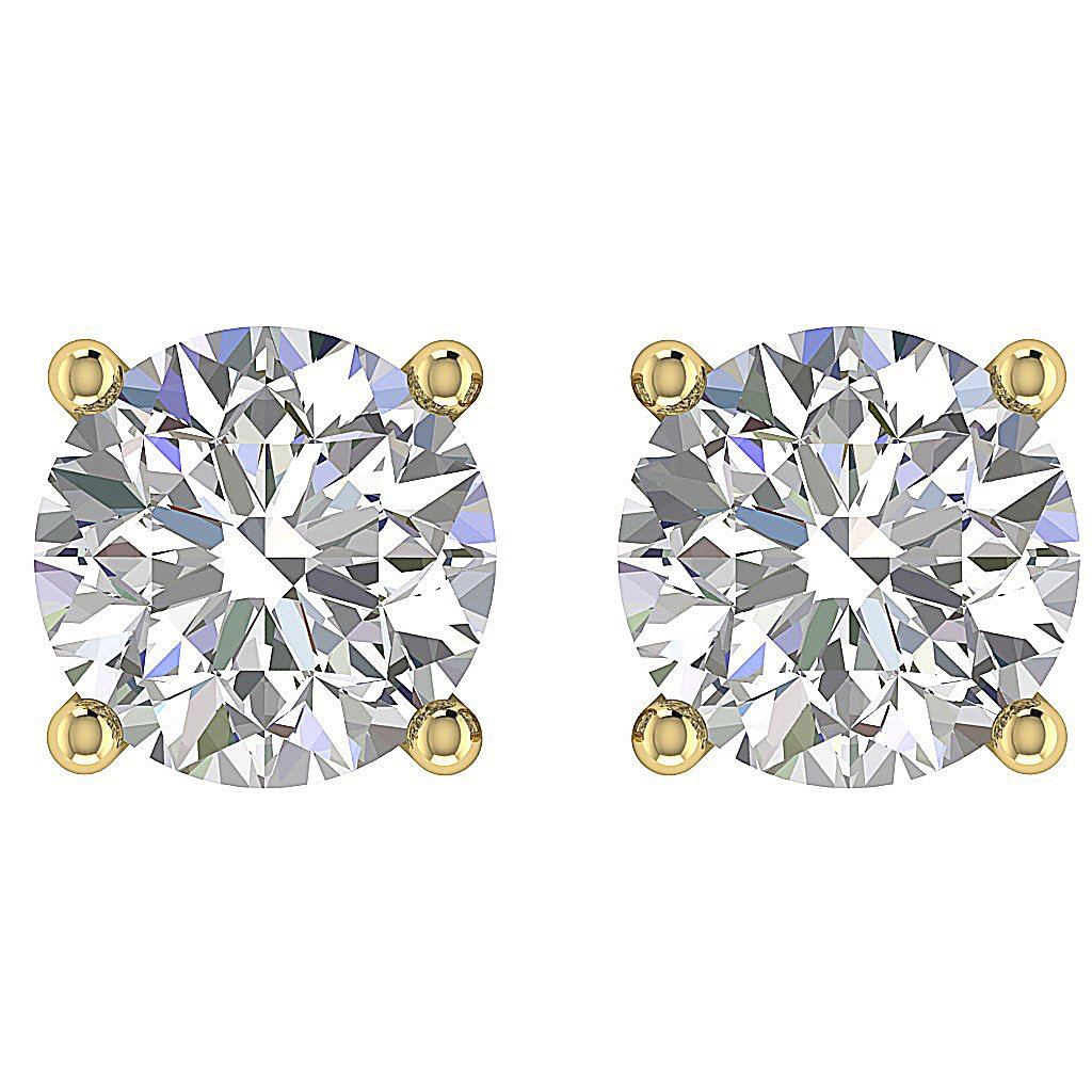 14k/18k Solid Gold Genuine Diamonds SI1 G 1.01Ct Solitaire Studs Earrings