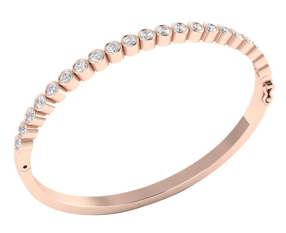 Diamond Bangles VVS1/VS1/SI1/I1 1.85Ct Natural Diamonds 14k/18k White Yellow Rose Gold Bezel Set