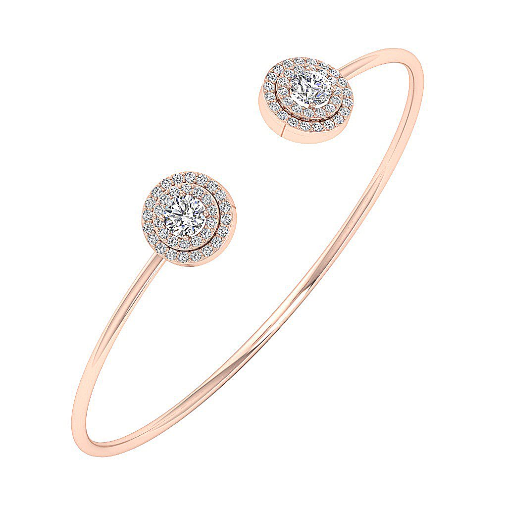 Diamond Bangles 14k/18K White Yellow Rose Gold VS1/SI1/I1 1.60Ct Natural Diamonds