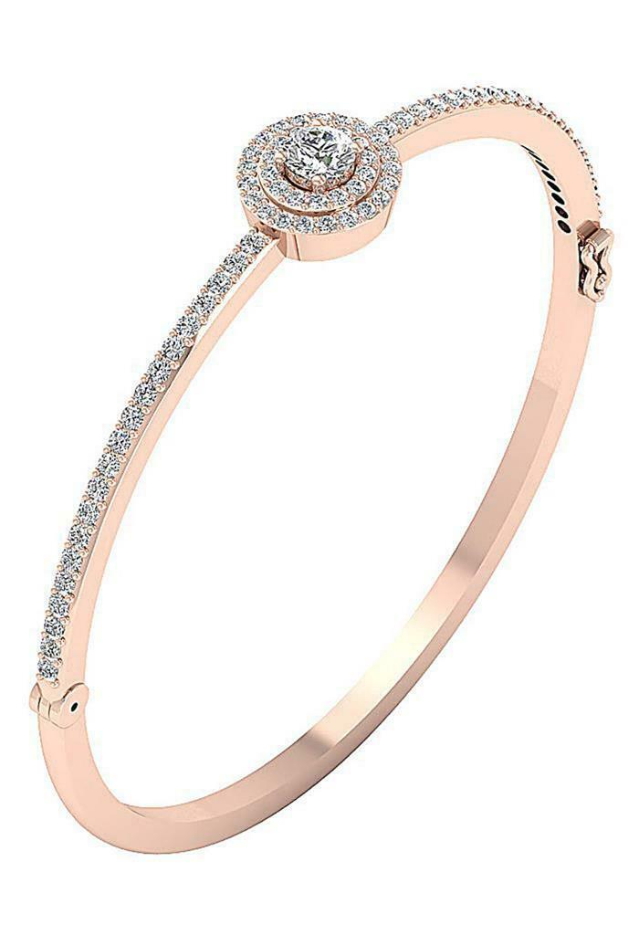 Diamond Bangles 14k/18k White Yellow Rose Gold SI1/I1 G 2.25Ct Natural Diamonds