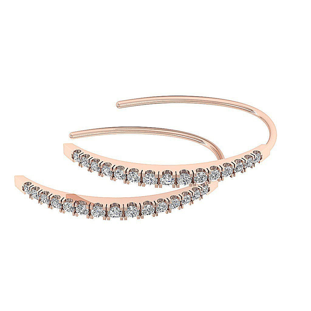 Dangle Wedding Earrings Genuine Diamond SI1/I1 G 0.40 Ct 18k/14k Solid Gold Prong Set