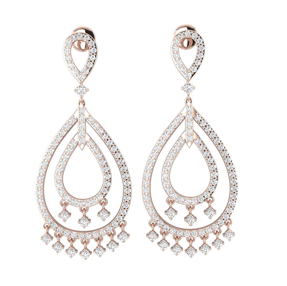 SI1/I1 G 1.75 Ct Chandelier Wedding Earrings Genuine Diamond 18k/14k Yellow Gold Prong Set