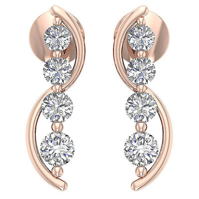 Prong Set Fashion Engagement Earrings Natural Diamond VVS1/VS1/SI1/I1 G 0.35 Ct 18k/14k White Yellow Rose Gold