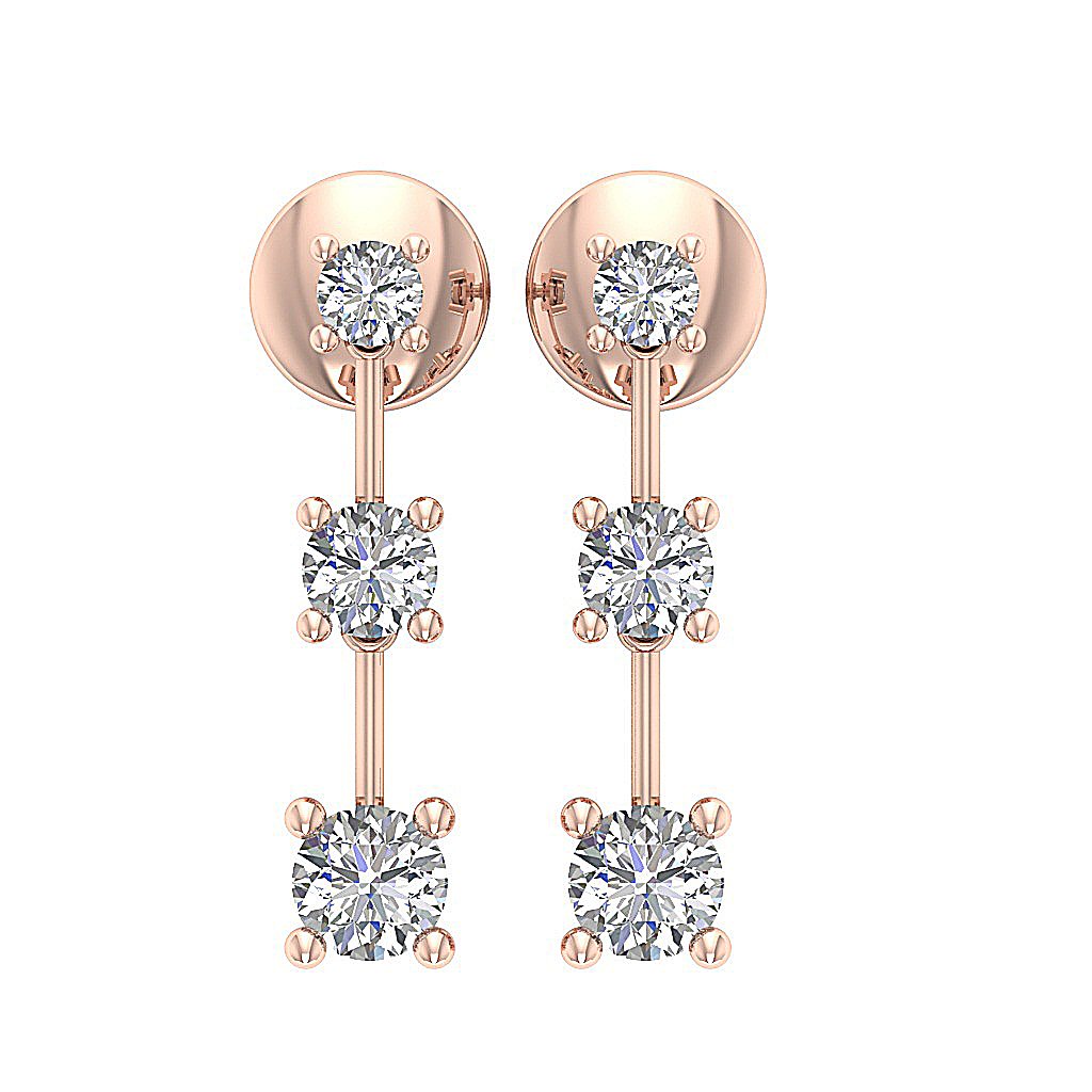 SI1/I1 G 0.55 Ct Dangle Engagement Earrings Natural Diamonds 18k/14k Yellow Gold Prong set