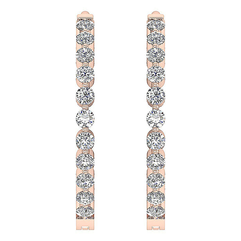 14k Rose Gold Inside Outside Hoop Earring