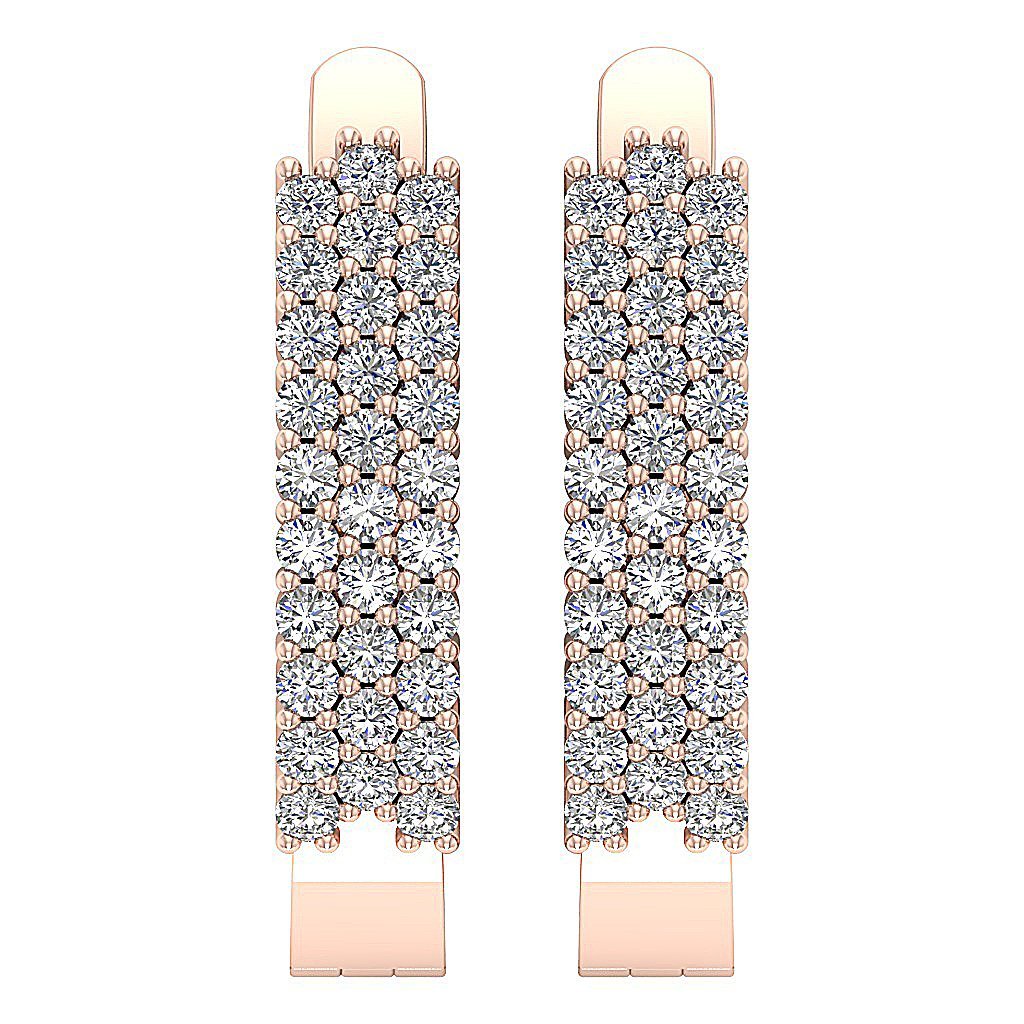 Round Diamond Medium Hoop Anniversary Earrings SI1/I1 G 0.60 Ct 18k/14k White Gold Prong Set
