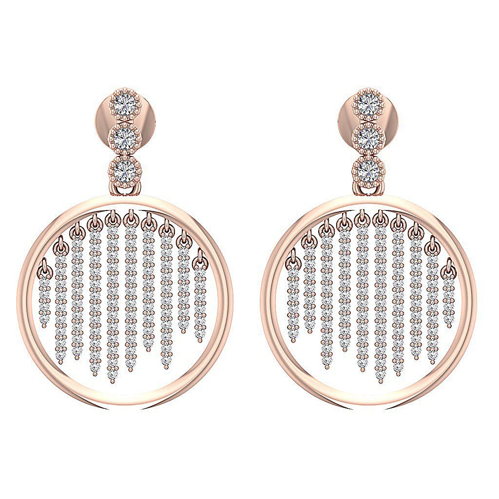 Natural Diamond Chandelier Engagement Earrings SI1/I1 G 1.00 Ct 18k/14k White Gold Prong Bezel Set