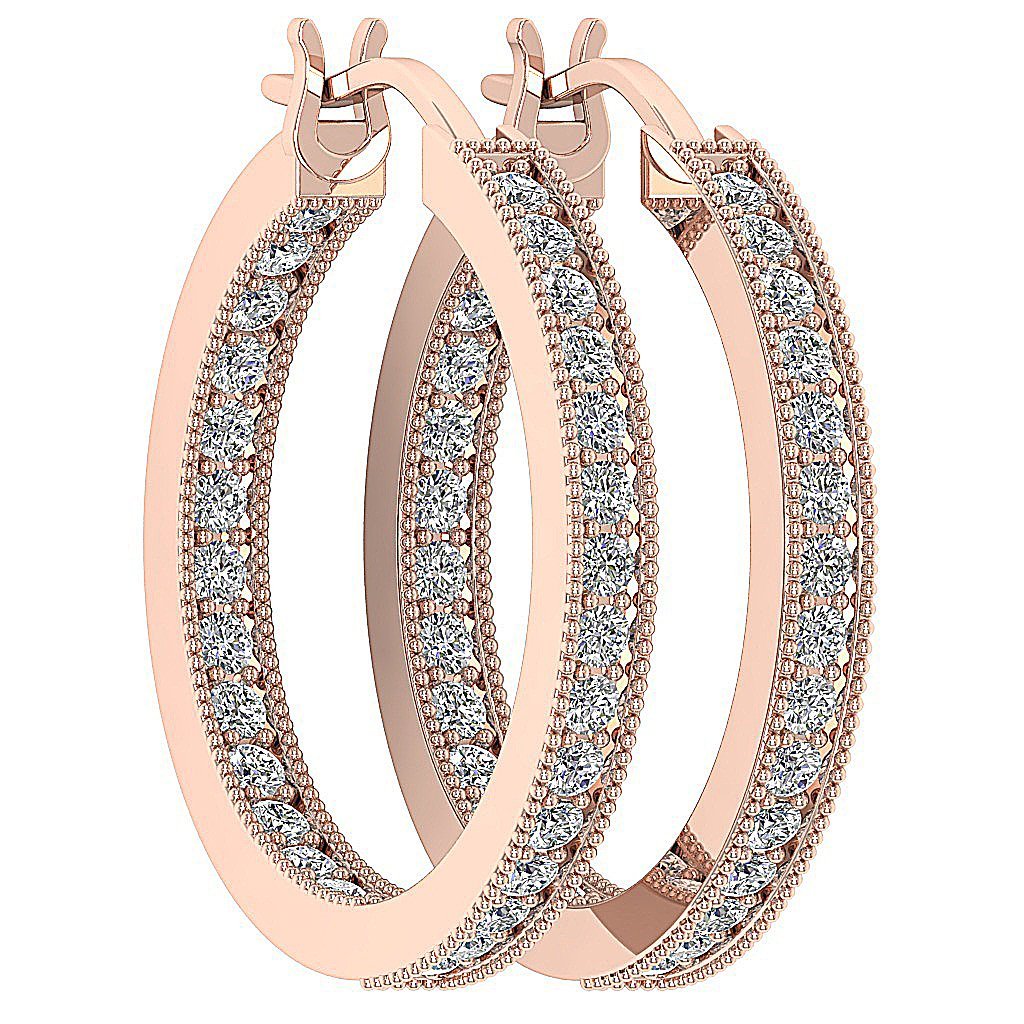 14k Rose Gold Inside Outside Hoops Earring