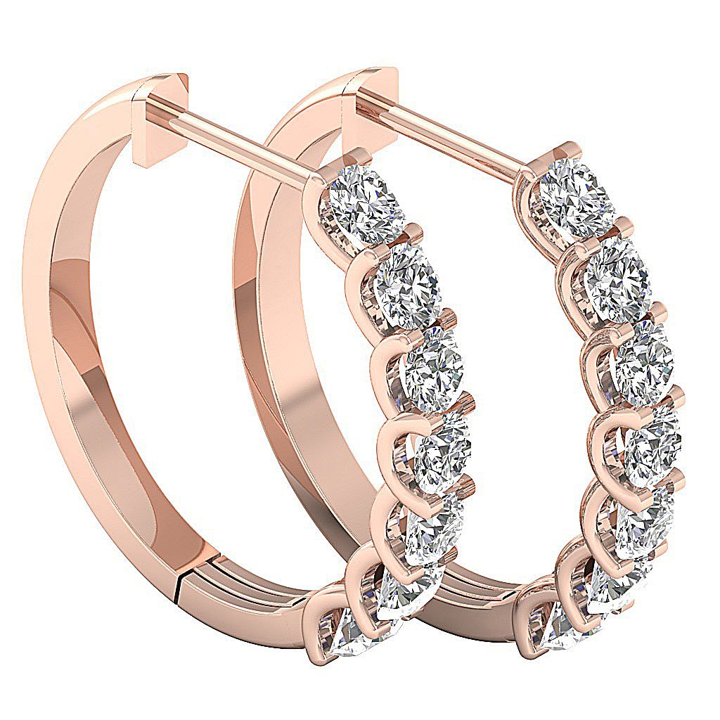 14kRoseGoldHoopsEarringProngSet