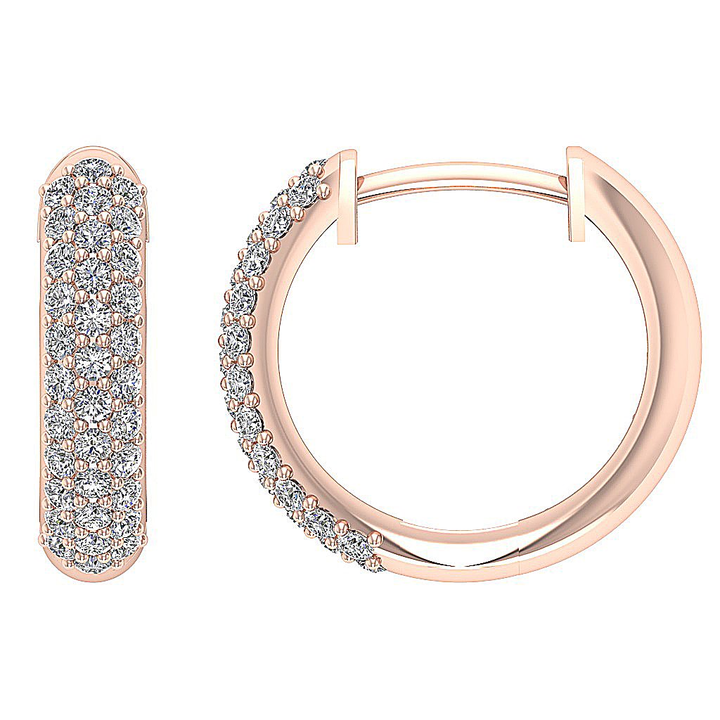 Prong Set Inside Outside Hoop Wedding Earrings Genuine Diamond SI1/I1 G 1.00 Ct 18k/14k White Yellow Rose Gold
