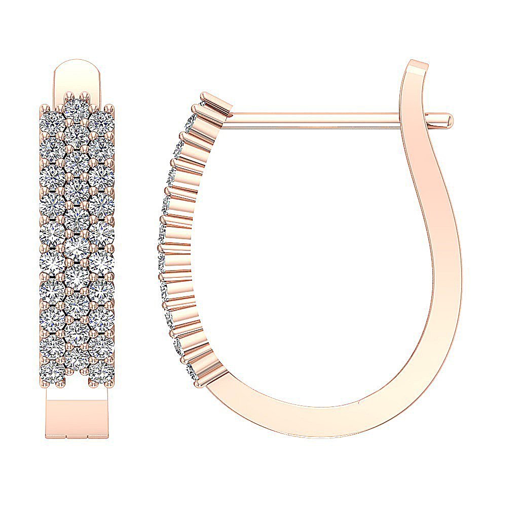 Round Diamond Medium Hoop Anniversary Earrings SI1/I1 G 0.60 Ct 18k/14k White Gold Prong Set