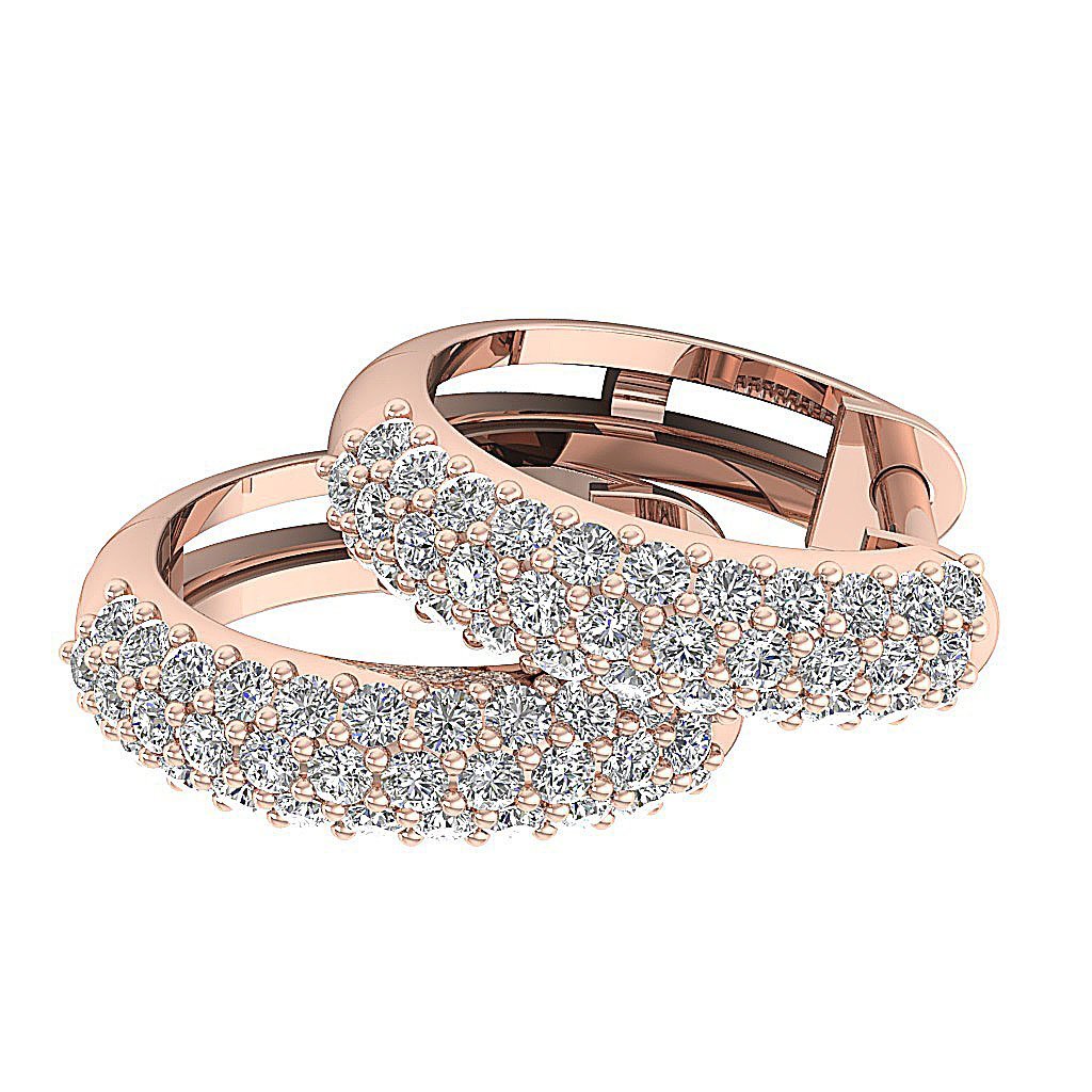 14kRoseGoldMediumHoopsEarringPaveSet