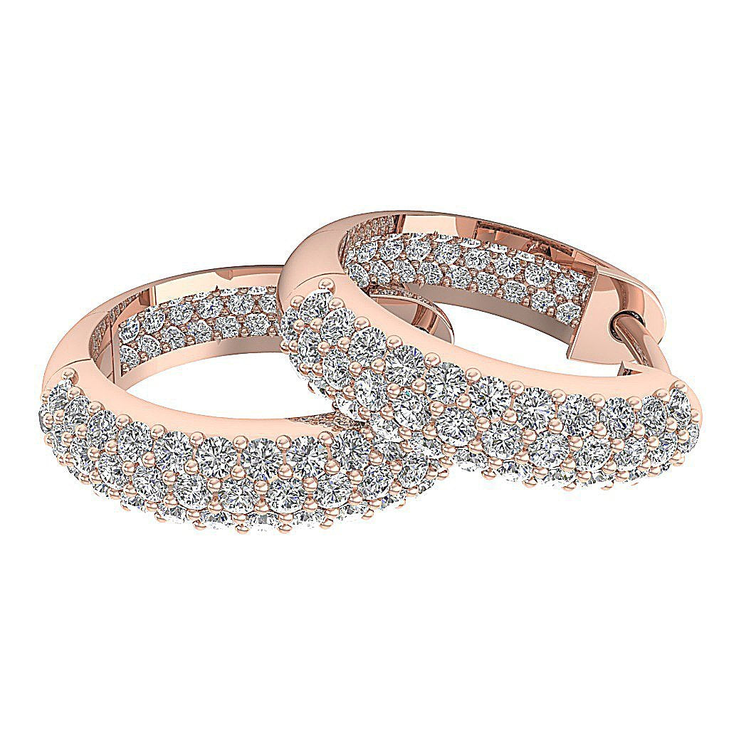 Prong Set Inside Outside Hoop Wedding Earrings Genuine Diamond SI1/I1 G 1.00 Ct 18k/14k White Yellow Rose Gold