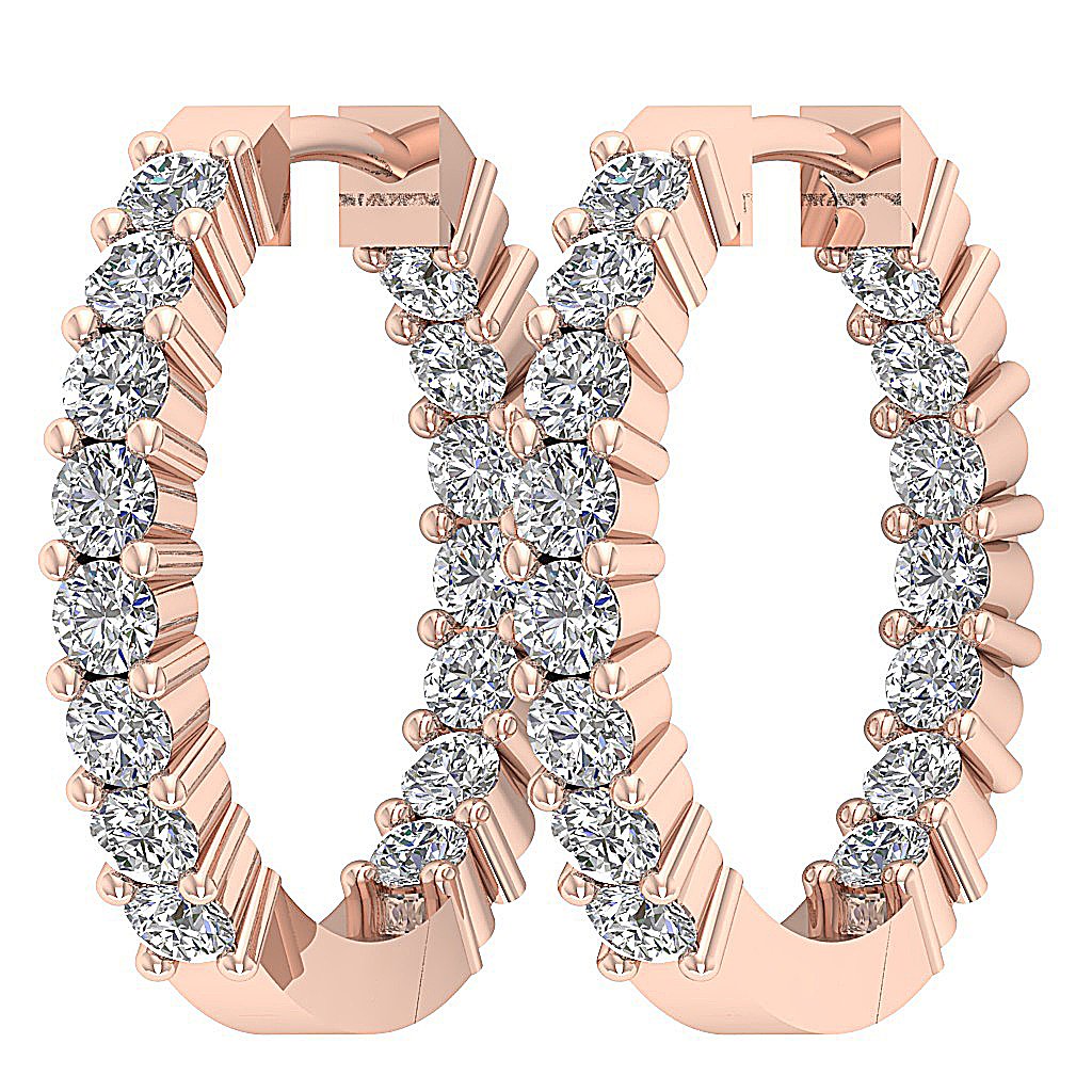 14kRoseGoldProngSetHoopsEarring