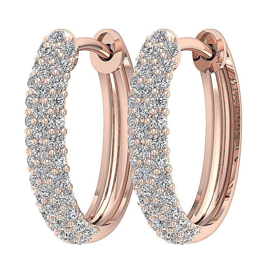 14kRoseGoldProngSetHoopsEarring