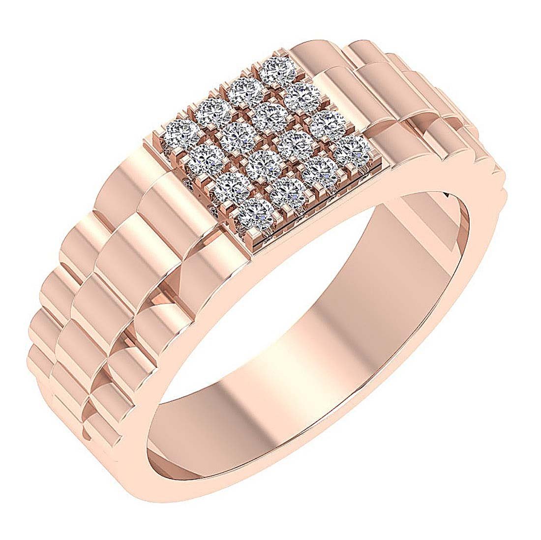 Mens Wedding Ring SI1/I1 G 0.55Ct 14k Solid Gold Round Diamond Prong Set Width 9.10MM